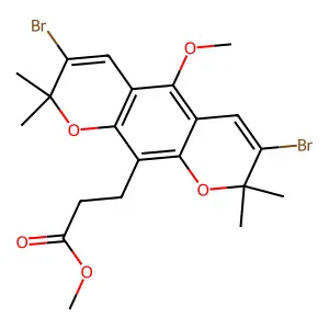 2H,8H-Benzo[1,2-b:5,4-b']dipyran-10-propanoic acid, 3,7-dibromo-5-methoxy-2,2,8,8-tetramethyl-, methyl ester structure