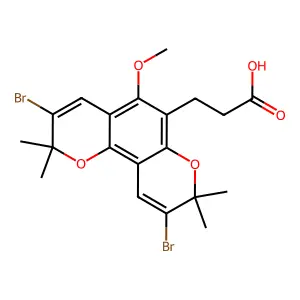 2H,8H-Benzo[1,2-b:3,4-b']dipyran-6-propanoic acid, 3,9-dibromo-5-methoxy-2,2,8,8-tetramethyl- structure