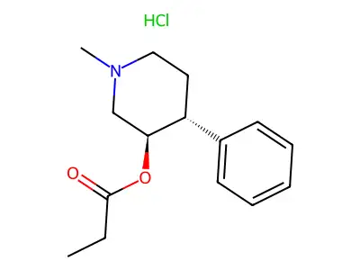 3-Piperidinol, 1-methyl-4-phenyl-, propionate (ester), hydrochloride, (E)- structure
