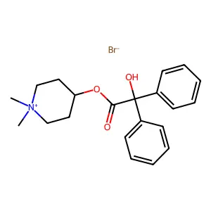 Piperidinium, 4-((2-hydroxy-2,2-diphenylacetyl)oxy)-1,1-dimethyl-, bromide (1:1) structure