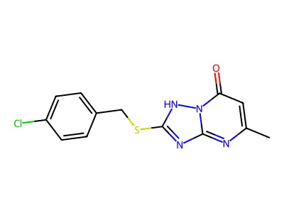 2-[(4-chlorobenzyl)sulfanyl]-5-methyl[1,2,4]triazolo[1,5-a]pyrimidin-7(4H)-one structure