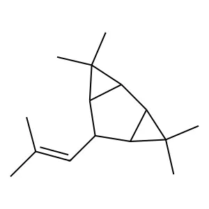 Tricyclo(4.1.0.0(2,4))heptane, 3,3,7,7-tetramethyl-5-(2-methyl-1-propenyl)- structure