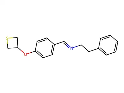 N-phenethyl-1-[4-(thietan-3-yloxy)phenyl]methanimine structure