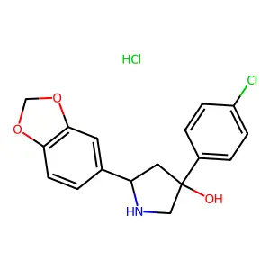 3-Pyrrolidinol, 3-(p-chlorophenyl)-5-(3,4-methylenedioxy)phenyl-, hydrochloride structure