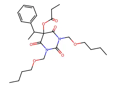 1,3-Bis(butoxymethyl)-5-(1-oxopropoxy)-5-(1-phenylethyl)-2,4,6(1H,3H,5H)-pyrimidinetrione structure
