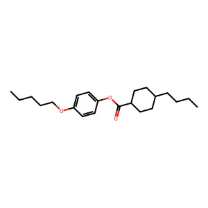 Cyclohexanecarboxylic acid, 4-butyl-, 4-(pentyloxy)phenyl ester structure