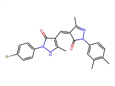 (4Z)-4-[[2-(4-bromophenyl)-5-methyl-3-oxo-1H-pyrazol-4-yl]methylidene]-2-(3,4-dimethylphenyl)-5-methylpyrazol-3-one structure