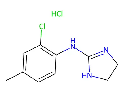 1H-Imidazol-2-amine, 4,5-dihydro-N-(2-chloro-4-methylphenyl)-, monohydrochloride structure