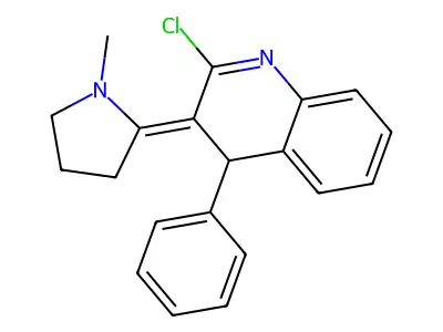 Quinoline, 3,4-dihydro-2-chloro-3-(1-methyl-2-pyrrolidinylidene)-4-phenyl- structure