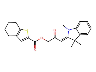 [2-oxo-3-(1,3,3-trimethylindol-2-ylidene)propyl] 4,5,6,7-tetrahydro-1-benzothiophene-2-carboxylate structure
