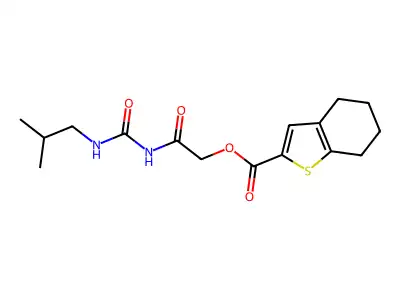 [2-(2-methylpropylcarbamoylamino)-2-oxoethyl] 4,5,6,7-tetrahydro-1-benzothiophene-2-carboxylate structure