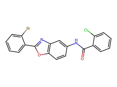 N-[2-(2-bromophenyl)-1,3-benzoxazol-5-yl]-2-chlorobenzamide structure