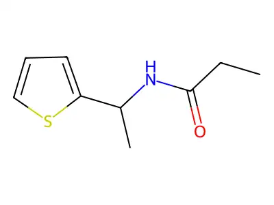 N-(1-thiophen-2-ylethyl)propanamide structure