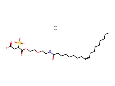 Disodium;4-[2-[2-(octadec-9-enoylamino)ethoxy]ethoxy]-4-oxo-2-sulfonatobutanoate structure