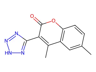 2H-1-Benzopyran-2-one, 4,6-dimethyl-3-(1H-tetrazol-5-yl)- structure