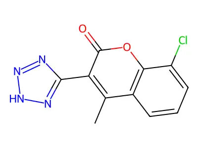 2H-1-Benzopyran-2-one, 8-chloro-4-methyl-3-(1H-tetrazol-5-yl)- structure