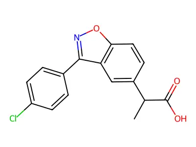 1,2-Benzisoxazole-5-acetic acid, 3-(p-chlorophenyl)-alpha-methyl- structure
