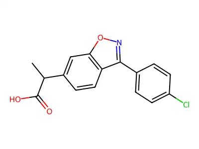 1,2-Benzisoxazole-6-acetic acid, 3-(p-chlorophenyl)-alpha-methyl- structure