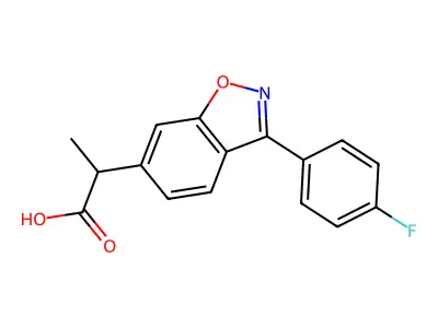 1,2-Benzisoxazole-6-acetic acid, 3-(p-fluorophenyl)-alpha-methyl- structure