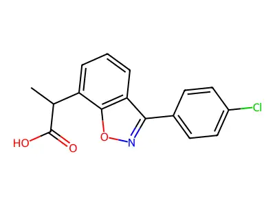 1,2-Benzisoxazole-7-acetic acid, 3-(p-chlorophenyl)-alpha-methyl- structure