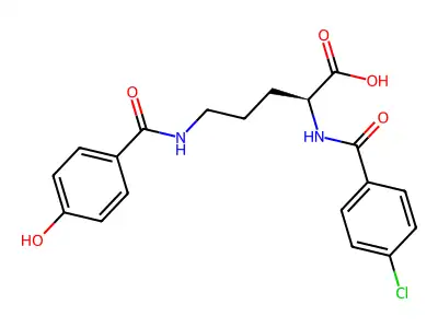 L-Ornithine, N(sup 2)-(4-chlorobenzoyl)-N(sup 5)-(4-hydroxybenzoyl)- structure