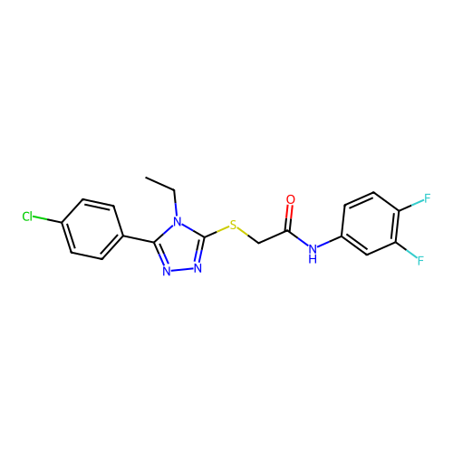2-{[5-(4-chlorophenyl)-4-ethyl-4H-1,2,4-triazol-3-yl]sulfanyl}-N-(3,4-difluorophenyl)acetamide structure