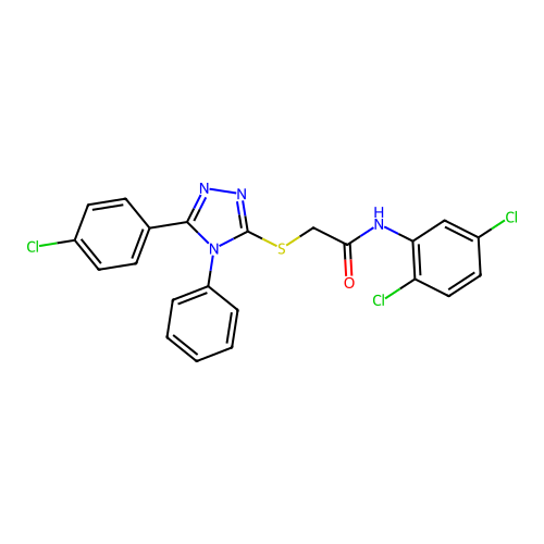 2-[[5-(4-chlorophenyl)-4-phenyl-1,2,4-triazol-3-yl]sulfanyl]-N-(2,5-dichlorophenyl)acetamide structure