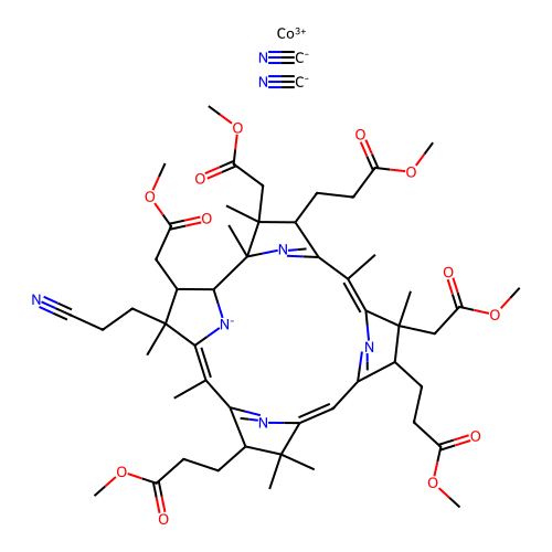 Cobyrinic acid-f-nitrile, Co,Co-bis(cyano-kappaC)-, hexamethyl ester structure