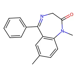 1,7-dimethyl-5-phenyl-3H-1,4-benzodiazepin-2-one structure