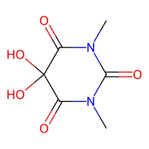 5,5-dihydroxy-1,3-dimethyl-2,4,6(1H,3H,5H)-pyrimidinetrione structure
