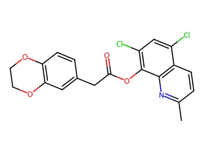 (5,7-Dichloro-2-methylquinolin-8-yl) 2-(2,3-dihydro-1,4-benzodioxin-6-yl)acetate structure