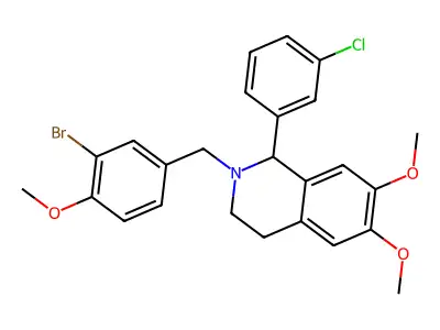 2-[(3-bromo-4-methoxyphenyl)methyl]-1-(3-chlorophenyl)-6,7-dimethoxy-3,4-dihydro-1H-isoquinoline structure