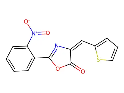 2-(2-Nitrophenyl)-4-(thiophen-2-ylmethylidene)-1,3-oxazol-5-one structure