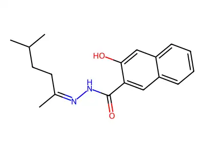 3-hydroxy-N-(5-methylhexan-2-ylideneamino)naphthalene-2-carboxamide structure