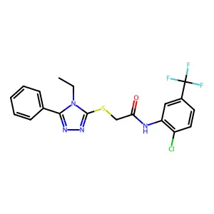 N-[2-chloro-5-(trifluoromethyl)phenyl]-2-[(4-ethyl-5-phenyl-1,2,4-triazol-3-yl)sulfanyl]acetamide structure