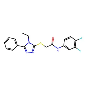 N-(3,4-difluorophenyl)-2-[(4-ethyl-5-phenyl-4H-1,2,4-triazol-3-yl)sulfanyl]acetamide structure