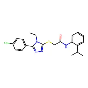 2-{[5-(4-chlorophenyl)-4-ethyl-4H-1,2,4-triazol-3-yl]sulfanyl}-N-[2-(propan-2-yl)phenyl]acetamide structure