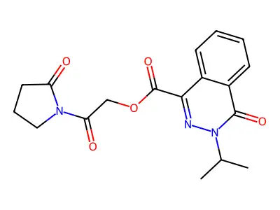 [2-oxo-2-(2-oxopyrrolidin-1-yl)ethyl] 4-oxo-3-propan-2-ylphthalazine-1-carboxylate structure