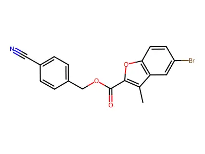(4-Cyanophenyl)methyl 5-bromo-3-methyl-1-benzofuran-2-carboxylate structure