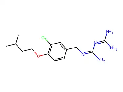 2-[[3-Chloro-4-(3-methylbutoxy)phenyl]methyl]-1-(diaminomethylidene)guanidine structure