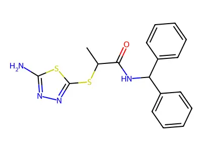2-[(5-amino-1,3,4-thiadiazol-2-yl)sulfanyl]-N-(diphenylmethyl)propanamide structure