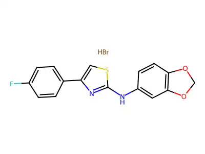N-(1,3-benzodioxol-5-yl)-4-(4-fluorophenyl)-1,3-thiazol-2-amine;hydrobromide structure