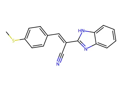(E)-2-(1H-benzimidazol-2-yl)-3-(4-methylsulfanylphenyl)prop-2-enenitrile structure