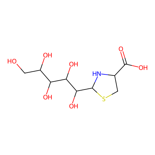 2-(1,2,3,4,5-Pentahydroxy-pentyl)-thiazolidine-4-carboxylic acid structure