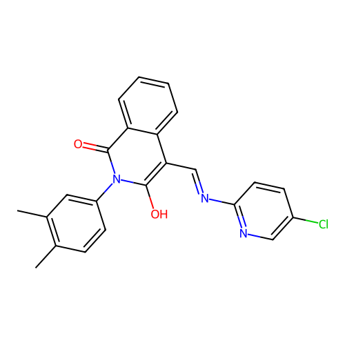 4-[[(5-chloropyridin-2-yl)amino]methylidene]-2-(3,4-dimethylphenyl)isoquinoline-1,3-dione structure