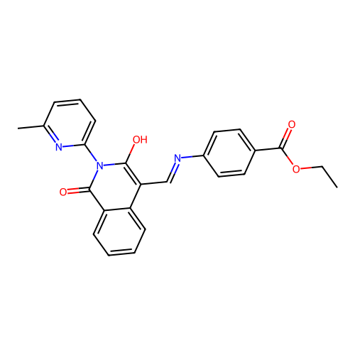 Ethyl 4-[[2-(6-methylpyridin-2-yl)-1,3-dioxo-isoquinolin-4-ylidene]methylamino]benzoate structure
