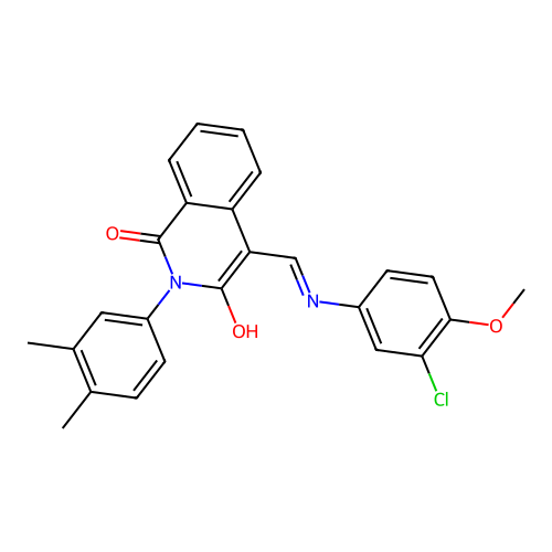 4-[(3-chloro-4-methoxyanilino)methylidene]-2-(3,4-dimethylphenyl)isoquinoline-1,3-dione structure