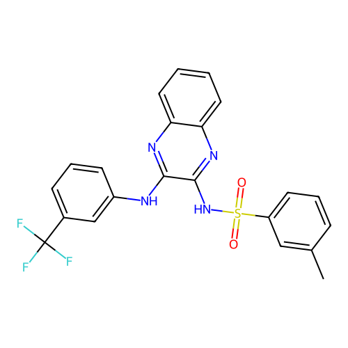 3-methyl-N-(3-((3-(trifluoromethyl)phenyl)amino)quinoxalin-2-yl)benzenesulfonamide structure