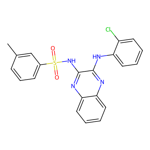 N-(3-((2-chlorophenyl)amino)quinoxalin-2-yl)-3-methylbenzenesulfonamide structure