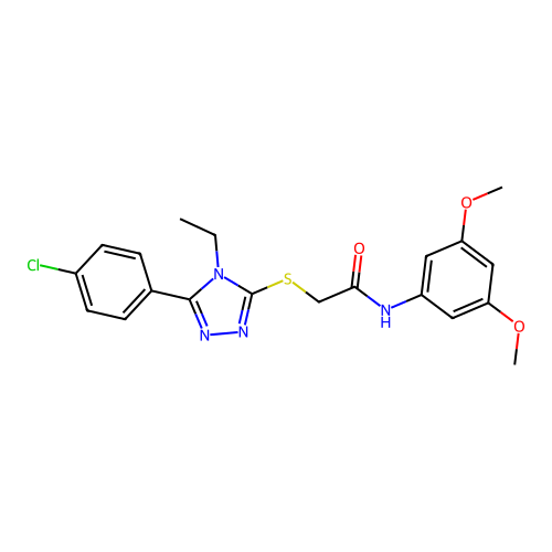 2-[[5-(4-chlorophenyl)-4-ethyl-1,2,4-triazol-3-yl]sulfanyl]-N-(3,5-dimethoxyphenyl)acetamide structure